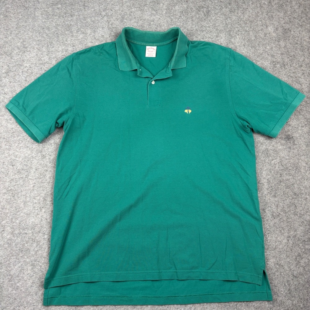 Brooks Brothers Performance Polo Men Large Green Short Sleeve Original Fit‎ Logo
